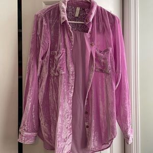 Anthropologie Relaxed Crush Velvet Button Down